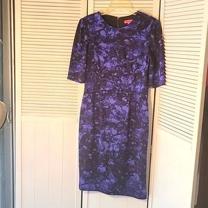 Betsey Johnson Black And Blue Floral sheath Dress SZ8